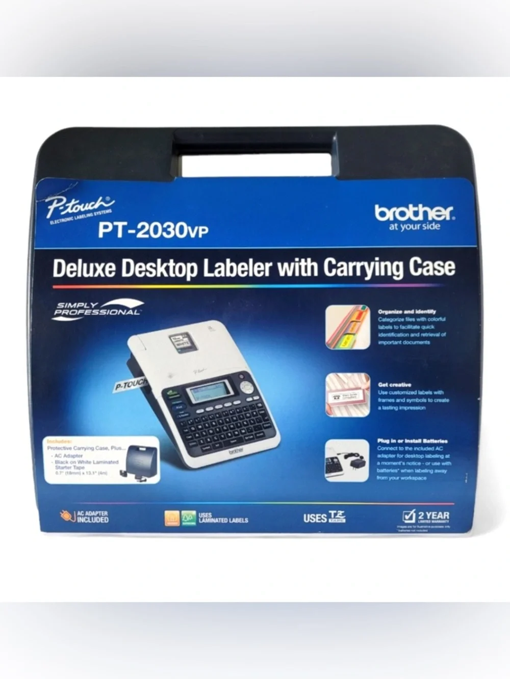 NEW! Brother P-Touch PT-2030VP Deluxe Desktop Label Maker & Carrying Case